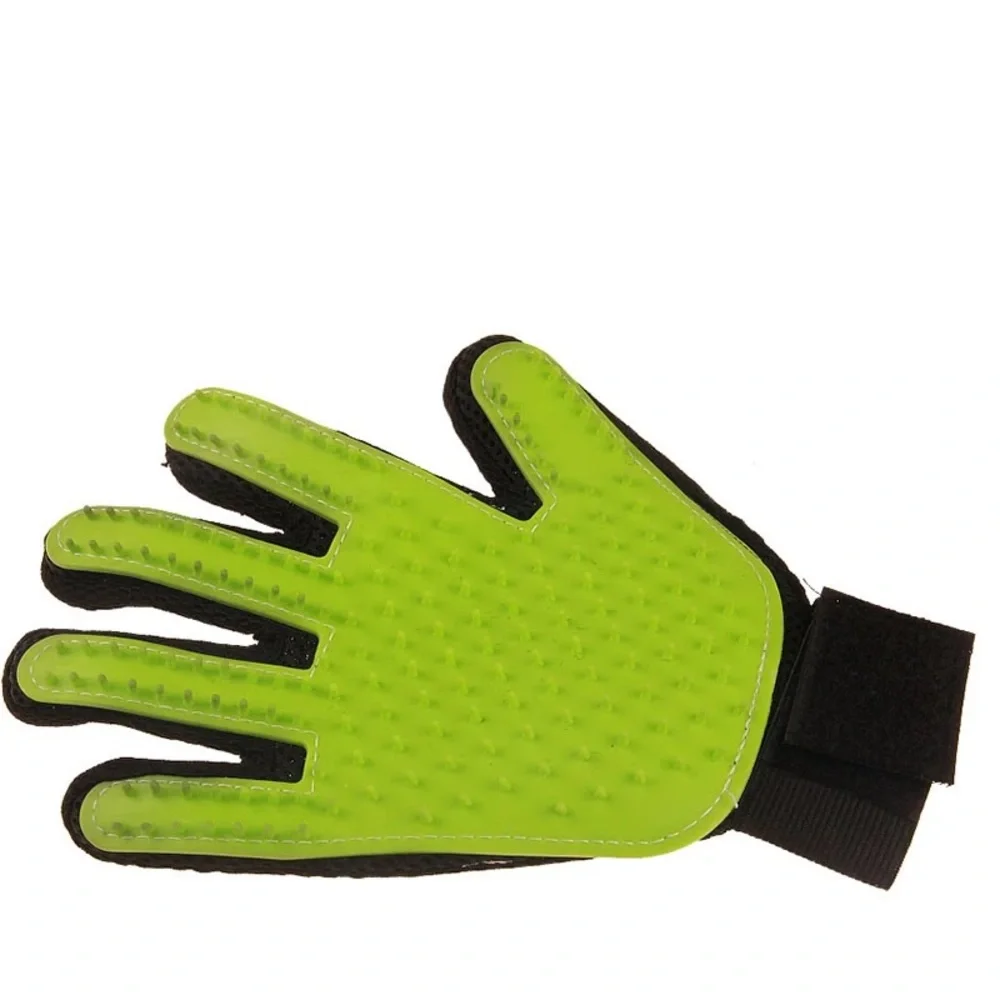 Pet grooming package, shower brush, hair remover glove